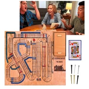 🃏 Cribbage WARS Board Game Set - Natural Wood 🃏